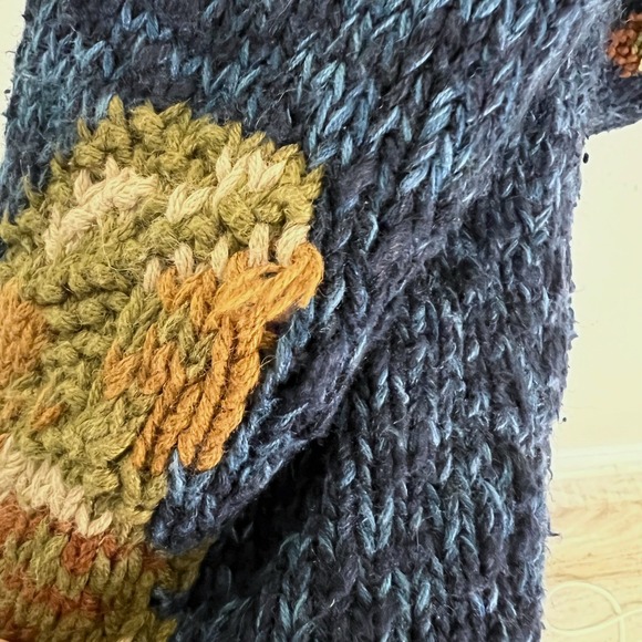 Liz Claiborne Lizwear Womens Floral Rose Chunky Knit Sweater Blue Cropped Large - Picture 8 of 8